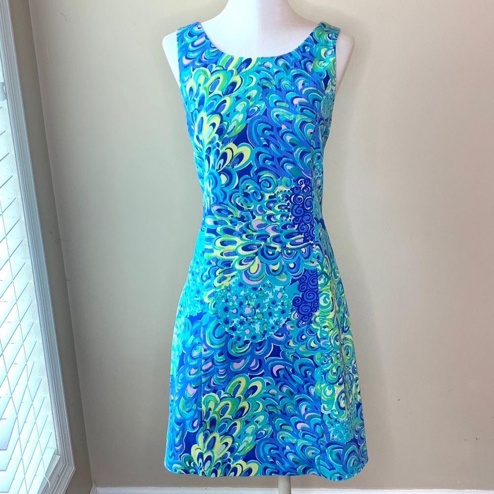 Lilly Pulitzer Blue and Green Cathy Shift Dress